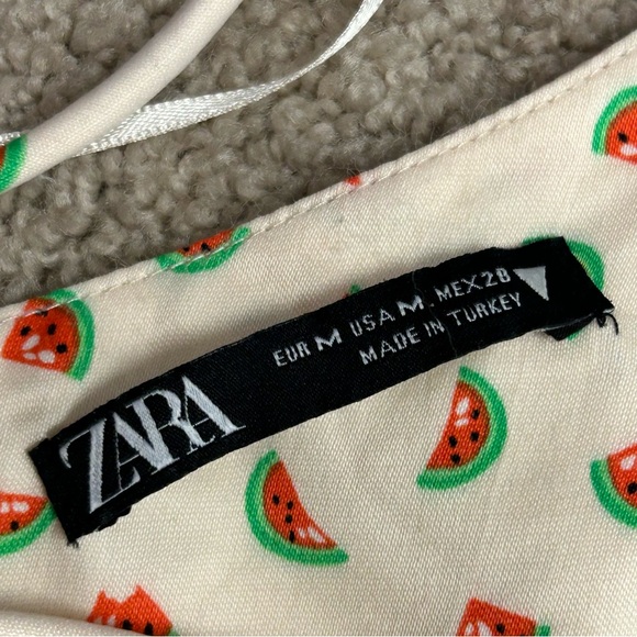Zara cream watermelon print halter crop top open back lace up M summer festival - Picture 9 of 14